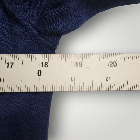 Kim Rogers Women's M Blue 3/4 Sleeve Belted Cardigan Sweater 2-fer Look RETRO - Picture 8 of 11